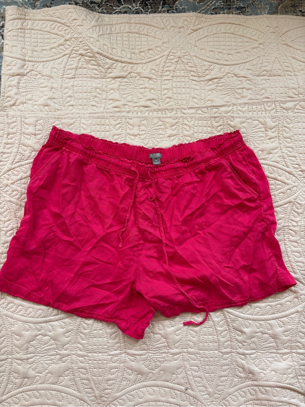 Bright Pink Elastic Waist Shorts 2X